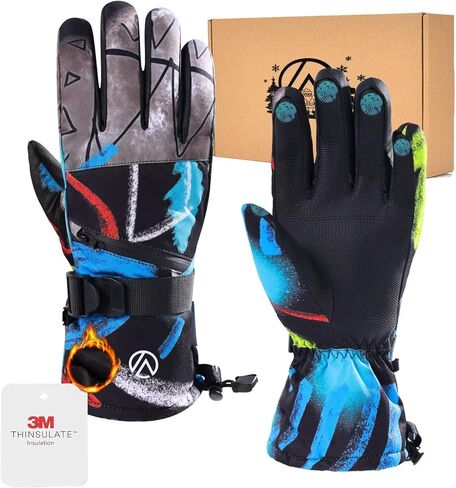 قفازات الشتاء الحرارية للرجال قفازات التزلج الدافئة للماء ضد الرياح الطقس البارد مع شاشة تعمل باللمس لتشغيل ركوب الدراجات in Kuwait