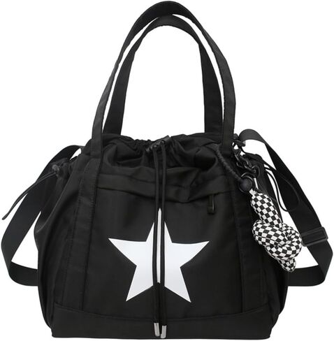 Y2K Aesthetic Crossbody Bag with Pendant Star Grunge Tote Bag Drawstring Bucket Bag Multi Pockets Shoulder Bag in Kuwait