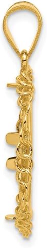 14K Yellow Gold Diamond Cut Twisted Ring with 16.5mm Prong Coin Bezel Charm Pendant in Saudi Arabia