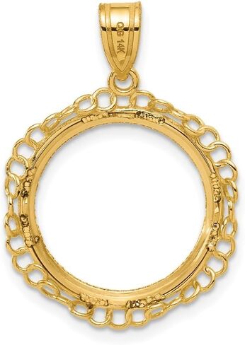 14K Yellow Gold Diamond Cut Twisted Ring with 16.5mm Prong Coin Bezel Charm Pendant in Saudi Arabia