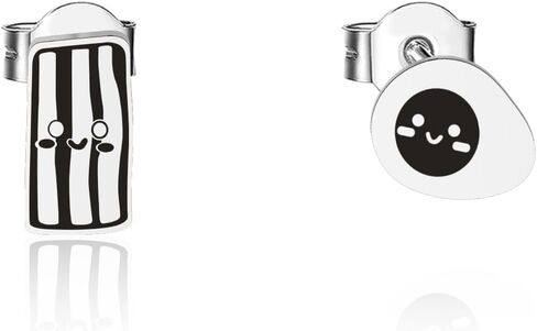 OKEYCH Miniature Food Lover Gift Bacon Scrambled Egg Stud Earrings Food Pairings Jewelry Breakfast Lover Gift in Saudi Arabia