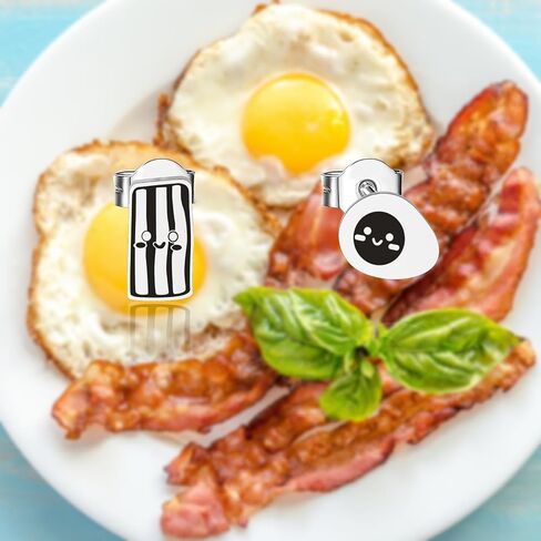 OKEYCH Miniature Food Lover Gift Bacon Scrambled Egg Stud Earrings Food Pairings Jewelry Breakfast Lover Gift in Saudi Arabia