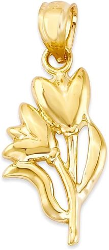 10k Gold Tulip Pendant, Flower Jewelry, Nature Gifts for Her in Saudi Arabia
