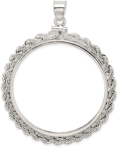 Sterling Silver 39.4 x 3.1mm Silver Town Rope Coin Bezel Pendant (0.12 x 1.54 Inches) in Saudi Arabia