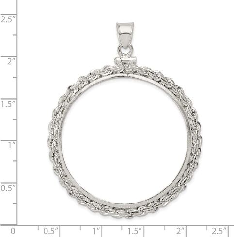Sterling Silver 39.4 x 3.1mm Silver Town Rope Coin Bezel Pendant (0.12 x 1.54 Inches) in Saudi Arabia