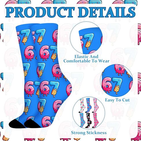 Suhine 6 Pairs 67 Ice Cream Socks Bulk Six Seven Ice Cream Drip Baseball Crew Socks Funny Novelty 6 7 Gifts for Men Women Sports Team Player Birthday, 6 Styles in Saudi Arabia