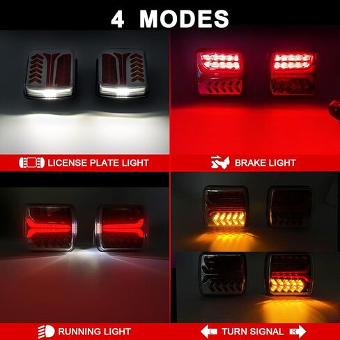 مصابيح مقطورة لاسلكية مغناطيسية من Dinfu - [مزامنة الفرامل العالمية] مجموعة مصابيح سحب متوافقة مع الإشارة بنسبة 100% مع كابل إعداد، USB-C قابل لإعادة الشحن، IP67 للشاحنة، RV، القارب in Kuwait