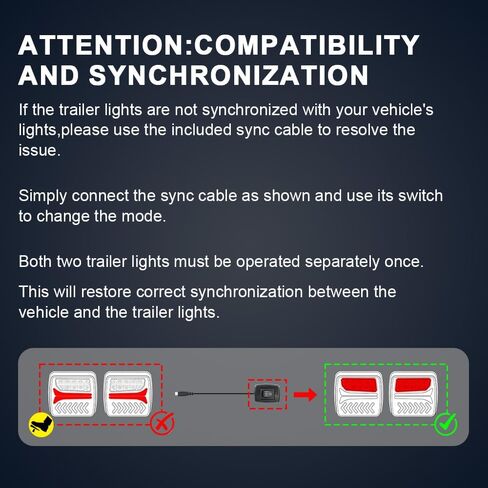 مصابيح مقطورة لاسلكية مغناطيسية من Dinfu - [مزامنة الفرامل العالمية] مجموعة مصابيح سحب متوافقة مع الإشارة بنسبة 100% مع كابل إعداد، USB-C قابل لإعادة الشحن، IP67 للشاحنة، RV، القارب in Kuwait