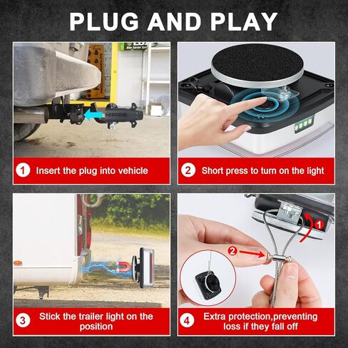 Dinfu Magnetic Wireless Trailer Lights - [Universal Brake Sync] 100% Signal Compatibility Tow Lights Kit with Setup Cable, USB-C Rechargeable, IP67 for Truck, RV, Boat in Saudi Arabia