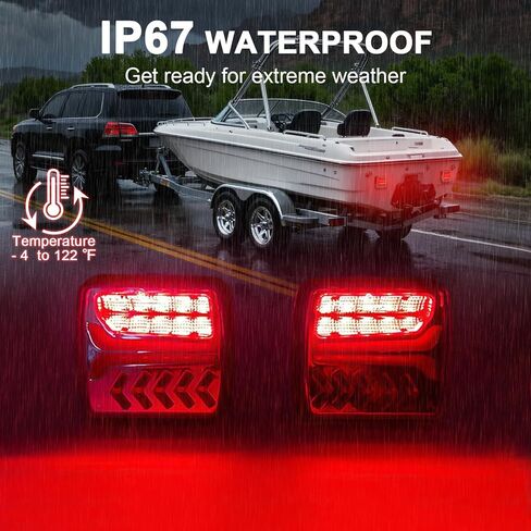 مصابيح مقطورة لاسلكية مغناطيسية من Dinfu - [مزامنة الفرامل العالمية] مجموعة مصابيح سحب متوافقة مع الإشارة بنسبة 100% مع كابل إعداد، USB-C قابل لإعادة الشحن، IP67 للشاحنة، RV، القارب in Kuwait