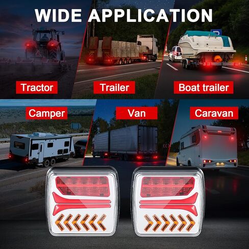 مصابيح مقطورة لاسلكية مغناطيسية من Dinfu - [مزامنة الفرامل العالمية] مجموعة مصابيح سحب متوافقة مع الإشارة بنسبة 100% مع كابل إعداد، USB-C قابل لإعادة الشحن، IP67 للشاحنة، RV، القارب in Kuwait