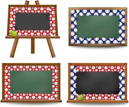 Whaline 65.6 Ft Baseball Bulletin Board Border Red Blue Sports Ball Scalloped Die Cut Border Trim for Birthday Party Home Classroom Wall Decoration, 2 Rolls in Saudi Arabia