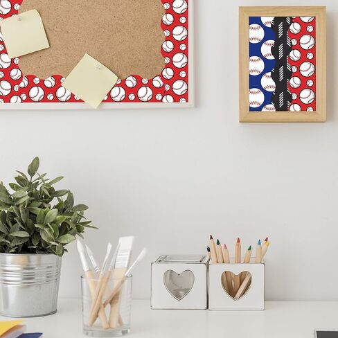 Whaline 65.6 Ft Baseball Bulletin Board Border Red Blue Sports Ball Scalloped Die Cut Border Trim for Birthday Party Home Classroom Wall Decoration, 2 Rolls in Saudi Arabia
