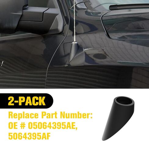 Radio Antenna Base Adapter Mount for 2009-2018 Dodge Ram 1500 2500 3500 4500 5500 Truck Accessories, Car Antenna Base Moulding Cover Trim, Radio Antenna Grommet Topper Bezel Replace 5064395AF, 2PCS in Kuwait