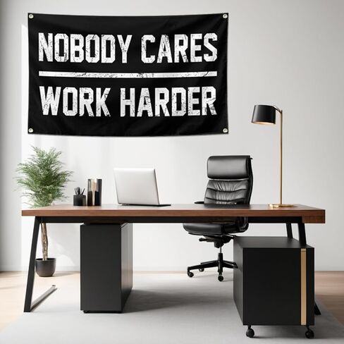 مجموعة لافتات تحفيزية مقاس 3 × 5 أقدام - ديكور حائط لصالة الألعاب الرياضية والمكتب مع 4 حلقات - ملصقات داخلية/خارجية شديدة التحمل من الفينيل بوزن 13oz مطبوعة بالأشعة فوق البنفسجية - الخاسرون يجدون عذرًا، لا أحد يهتم بالعمل بجدية أكبر in Kuwait