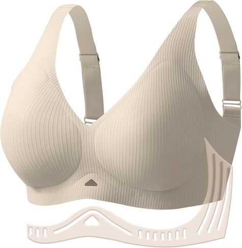 حمالات صدر جيلي عميقة على شكل حرف V للنساء حمالة صدر مضلعة لاسلكية بدون أسلاك داخلية مريحة وداعمة للغطس بدون خياطة in Kuwait