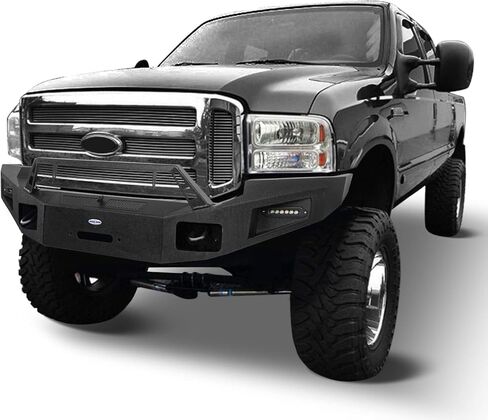 Hooke Road 05-07 F250 F350 Front Bumper w/Winch Plate & LED Lights for 2005 2006 2007 Ford F-250 & F-350 Truck, Solid Steel Full Width Aftermarket Bumper in Saudi Arabia