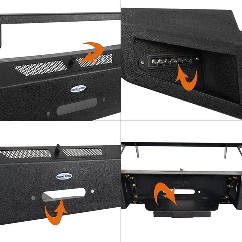Hooke Road 05-07 F250 F350 Front Bumper w/Winch Plate & LED Lights for 2005 2006 2007 Ford F-250 & F-350 Truck, Solid Steel Full Width Aftermarket Bumper in Saudi Arabia