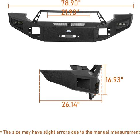 Hooke Road 05-07 F250 F350 Front Bumper w/Winch Plate & LED Lights for 2005 2006 2007 Ford F-250 & F-350 Truck, Solid Steel Full Width Aftermarket Bumper in Saudi Arabia