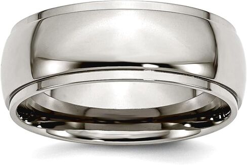 JewelryWeb Titanium Polished Ridged Edge Wedding Band Ring-Wedding-Band for Women and Men in Variety of Sizes in Saudi Arabia