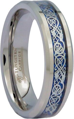 6 or 8mm Celtic Dragon Ring Various Design Colors and Plating Tungsten Carbide Comfort Fit Wedding Band in Saudi Arabia