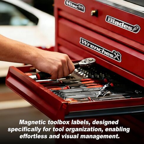 ملصقات صندوق الأدوات المغناطيسية - 15 عبوة، ملصقات صندوق الأدوات المغناطيسية القابلة لإعادة الاستخدام مناسبة لتنظيم المرآب وخزائن الأدوات والعربات الميكانيكية in Kuwait