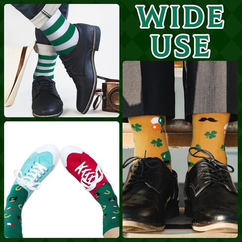 Funtery 12 Pairs St. Patrick's Day Easter Socks for Women Men Heart Shamrocks St Patrick's Day Gifts for Coworkers Friends in Saudi Arabia