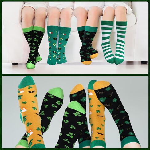 Funtery 12 Pairs St. Patrick's Day Easter Socks for Women Men Heart Shamrocks St Patrick's Day Gifts for Coworkers Friends in Saudi Arabia