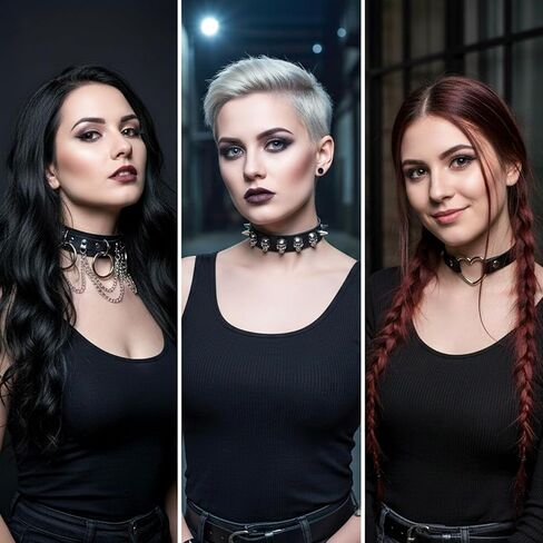 Black Punk Goth Choker Necklace & Spiked Studded Bracelets Set, 9 Adjustable PU Leather Collars & 6 Rivet Spiked Cuffs, Gothic Rock Metal Wristband for Daily Wear Cosplay Festival in Saudi Arabia