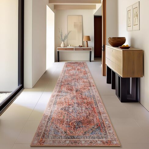 سجادة منطقة فانتوسكوب قابلة للغسل مقاس 6 × 9 بوصة غير قابلة للانزلاق، سجاد محايد عتيق لغرفة المعيشة وغرفة النوم وغرفة الطعام، نمط ميدالية زهور بوهو المتعثرة، سجادة قابلة للطي منخفضة الوبر، توابل بني/فحمي in Kuwait