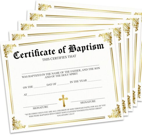 25 شهادة معمودية للكنيسة، شهادة تكريس الطفل، شهادات تكريس الطفل، هدايا تعميد الطفل للأولاد والبنات، 8 × 10 بوصة ذهبي -06 in Kuwait