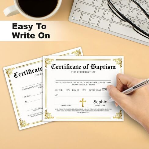 25 شهادة معمودية للكنيسة، شهادة تكريس الطفل، شهادات تكريس الطفل، هدايا تعميد الطفل للأولاد والبنات، 8 × 10 بوصة ذهبي -06 in Kuwait