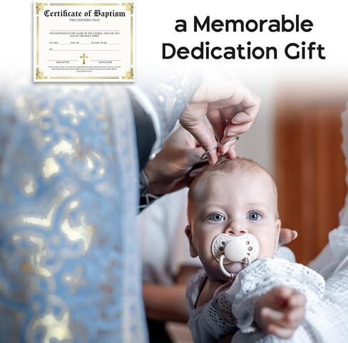 25 شهادة معمودية للكنيسة، شهادة تكريس الطفل، شهادات تكريس الطفل، هدايا تعميد الطفل للأولاد والبنات، 8 × 10 بوصة ذهبي -06 in Kuwait