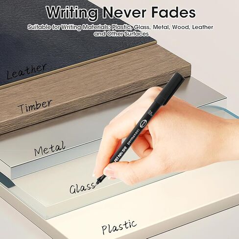 12 حزمة من أقلام التحديد الدائمة باللون الأسود ذات النقاط الدقيقة 0.6 مم، حبر مقاوم للماء سريع الجفاف لكتابة ملصقات الرسم على الزجاج المعدني الخشبي البلاستيكي، علامات رفيعة تدوم طويلاً للحرف المنزلية في المكتب والمدرسة in Kuwait