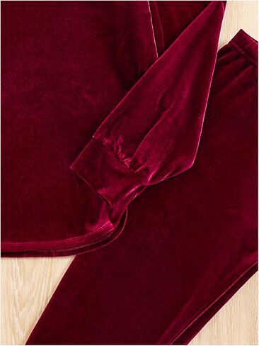 Girl's 2 Piece Outfits Velvet Letter Embossed Hoodie Leggings Pants Casual Matching Sets in Saudi Arabia