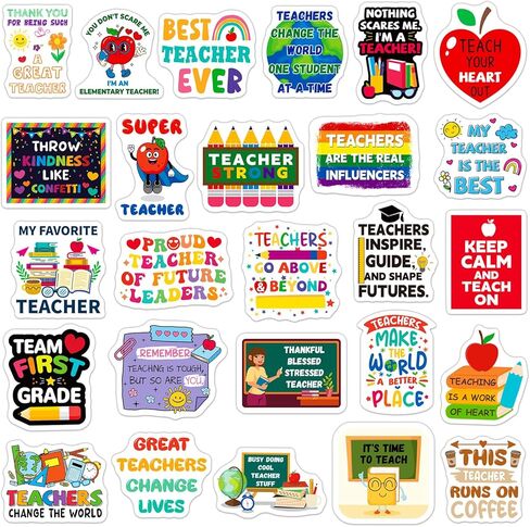 SigyoJeom 200PCS Teacher Stickers, Waterproof Vinyl Stickers for Water Bottle Laptop Planner Journal, Bulk Teacher Appreciation Gifts for Staff Students Educators in Kuwait