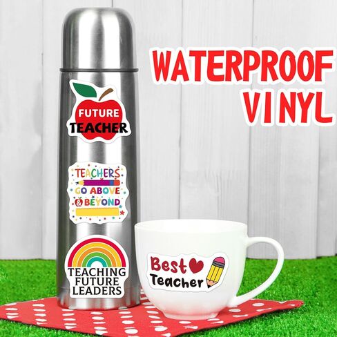 SigyoJeom 200PCS Teacher Stickers, Waterproof Vinyl Stickers for Water Bottle Laptop Planner Journal, Bulk Teacher Appreciation Gifts for Staff Students Educators in Kuwait