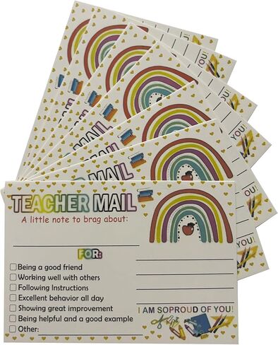 ملاحظات بريد المعلم، 100 حزمة من بطاقات السلوك الإيجابي بتصميم قوس قزح، 3.6 × 2.5 بوصة يجب أن يمتلكها المعلم لمكافأة إدارة السلوك الإيجابي في الفصول الدراسية الابتدائية in Kuwait