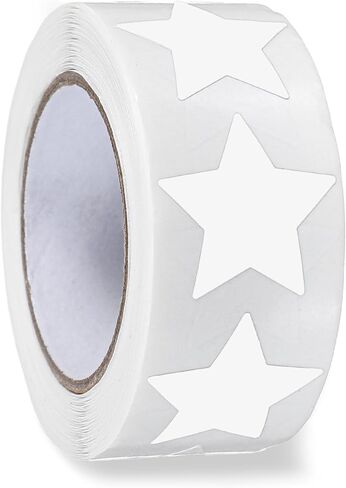 بكرة ملصقات النجوم البيضاء، 500 قطعة من ملصقات النجوم الصغيرة مقاس 1 بوصة ملصقات نجوم ذاتية اللصق، ملصقات نجوم قابلة للإزالة مقاومة للماء لمكافأة الأطفال والحرف التجارية للمعلمين in Kuwait