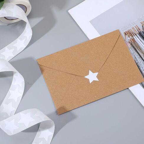 بكرة ملصقات النجوم البيضاء، 500 قطعة من ملصقات النجوم الصغيرة مقاس 1 بوصة ملصقات نجوم ذاتية اللصق، ملصقات نجوم قابلة للإزالة مقاومة للماء لمكافأة الأطفال والحرف التجارية للمعلمين in Kuwait