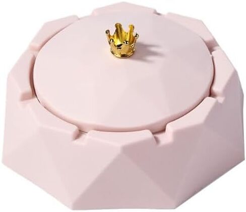 منفضة سجائر من الفولاذ المقاوم للصدأ على شكل تاج وردي مع أغطية، مقاومة للرياح، حامل رماد للمدخنين، صينية رماد للتدخين على سطح المكتب للمنزل، ديكور المكتب، لمسات ديكور المنزل in Kuwait