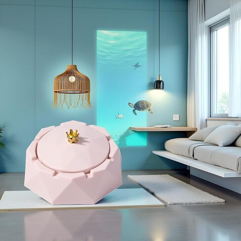 منفضة سجائر من الفولاذ المقاوم للصدأ على شكل تاج وردي مع أغطية، مقاومة للرياح، حامل رماد للمدخنين، صينية رماد للتدخين على سطح المكتب للمنزل، ديكور المكتب، لمسات ديكور المنزل in Kuwait