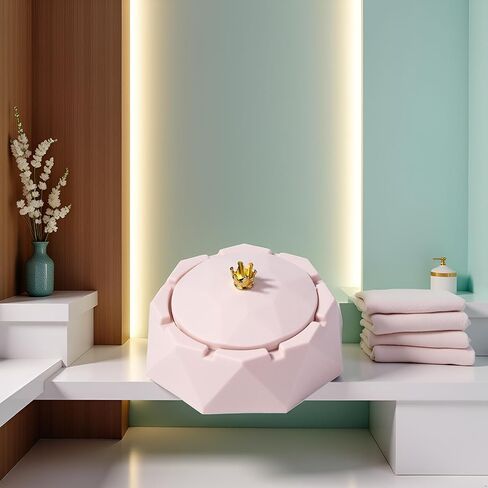 منفضة سجائر من الفولاذ المقاوم للصدأ على شكل تاج وردي مع أغطية، مقاومة للرياح، حامل رماد للمدخنين، صينية رماد للتدخين على سطح المكتب للمنزل، ديكور المكتب، لمسات ديكور المنزل in Kuwait