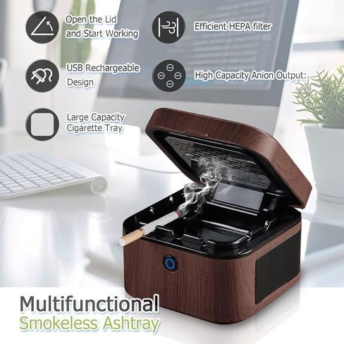 منفضة سجائر متعددة الوظائف بدون دخان مع فلتر HEPA، منفضة سجائر محمولة قابلة لإعادة الشحن لسيارة المكتب وغرفة المنزل in Kuwait