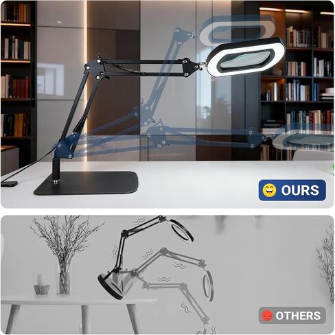 LIWEGHT 15x Square Magnifying Glass with Light and Stand, 5 Color Stepless Dimmable 2-in-1 Magnifier Desk Lamp & Clamp, Hands-Free Magnifying Glass for Reading Craft Work (Timer Function) in Saudi Arabia