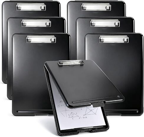 SHENLIU 7 Pcs Clipboard with Storage Bulks, 9.5 x 13.5 Inch Black Plastic Foldable Nursing Clipboard with Low Profile Clip for Home Office Utility Medical Personnel Large Capacity in Saudi Arabia