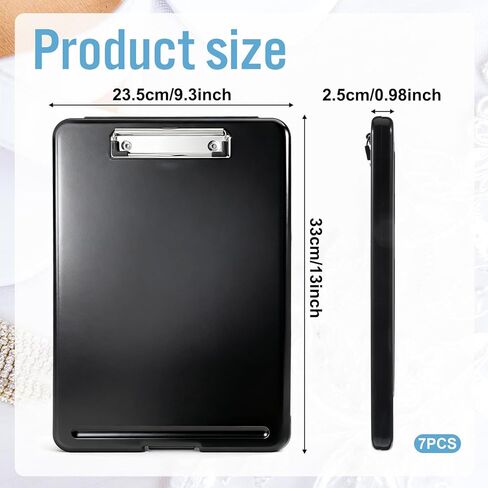 SHENLIU 7 Pcs Clipboard with Storage Bulks, 9.5 x 13.5 Inch Black Plastic Foldable Nursing Clipboard with Low Profile Clip for Home Office Utility Medical Personnel Large Capacity in Saudi Arabia