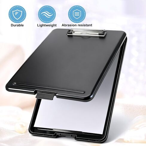SHENLIU 7 Pcs Clipboard with Storage Bulks, 9.5 x 13.5 Inch Black Plastic Foldable Nursing Clipboard with Low Profile Clip for Home Office Utility Medical Personnel Large Capacity in Saudi Arabia