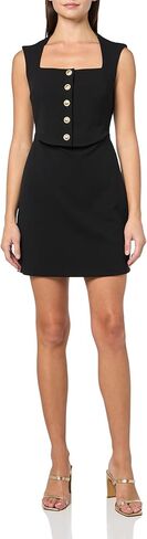 BCBG Womens Sleeveless Square Neck A-line Mini Dress with Buttons in Saudi Arabia