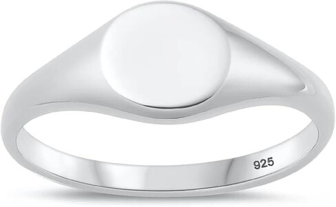 CloseoutWarehouse 925 Sterling Silver Round Signet Ring in Saudi Arabia